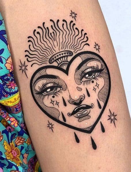 Heart and Face Tattoo