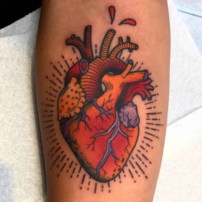 Tattoo uploaded by Channing Tattoo • Anatomical heart #anatomicalheart # hearttattoo#colorrealism#color • Tattoodo