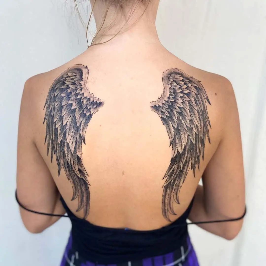 Angel wing tattoo design on the back