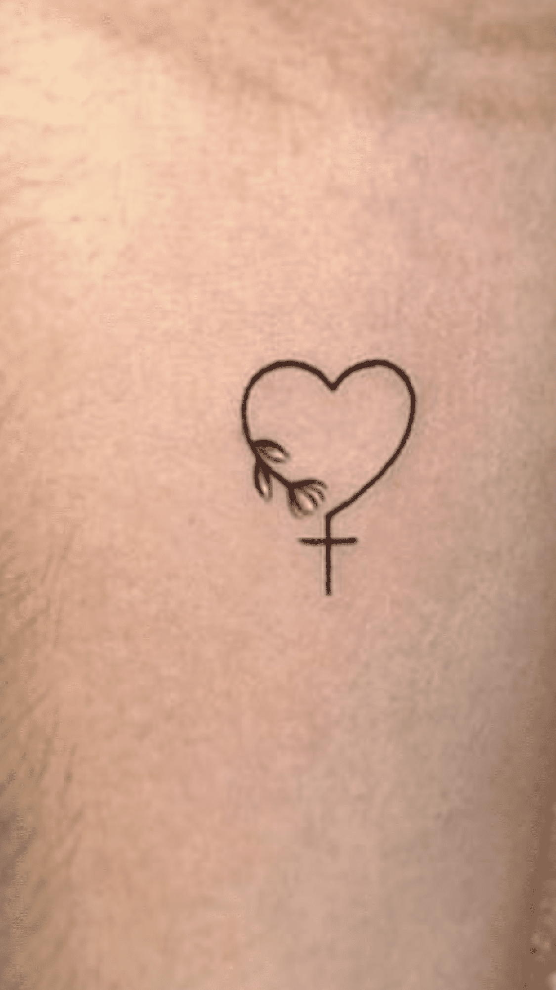 Sacred Heart with Cross Large  Tattooed Now 