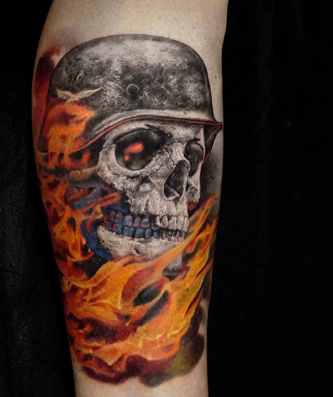 flaming skull tattoo ideas