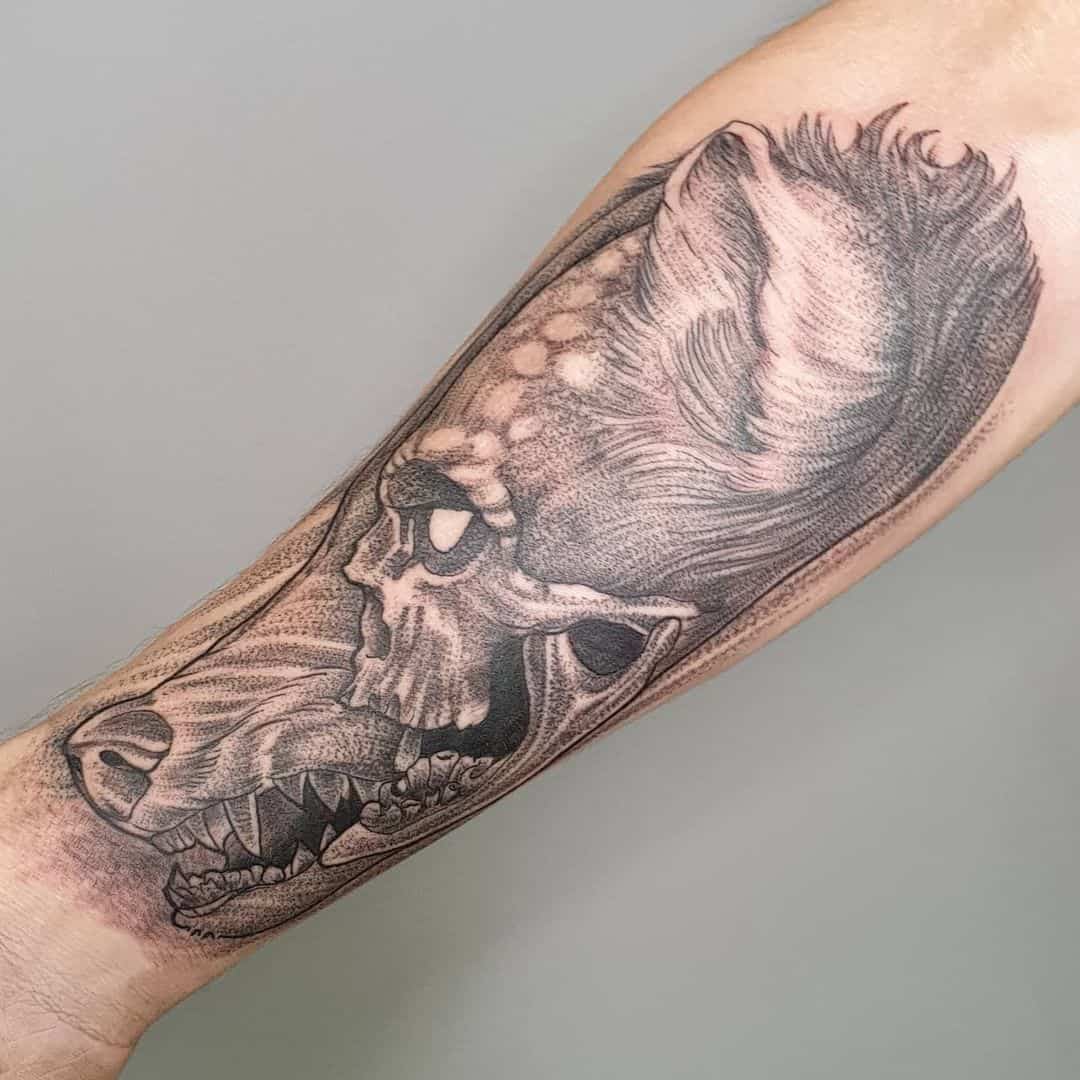 Wolf skull tattoo
