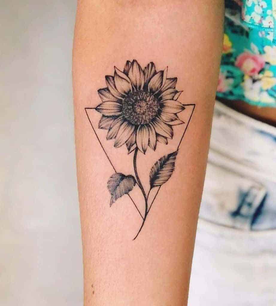 Black and grey Sunflower Tattoo