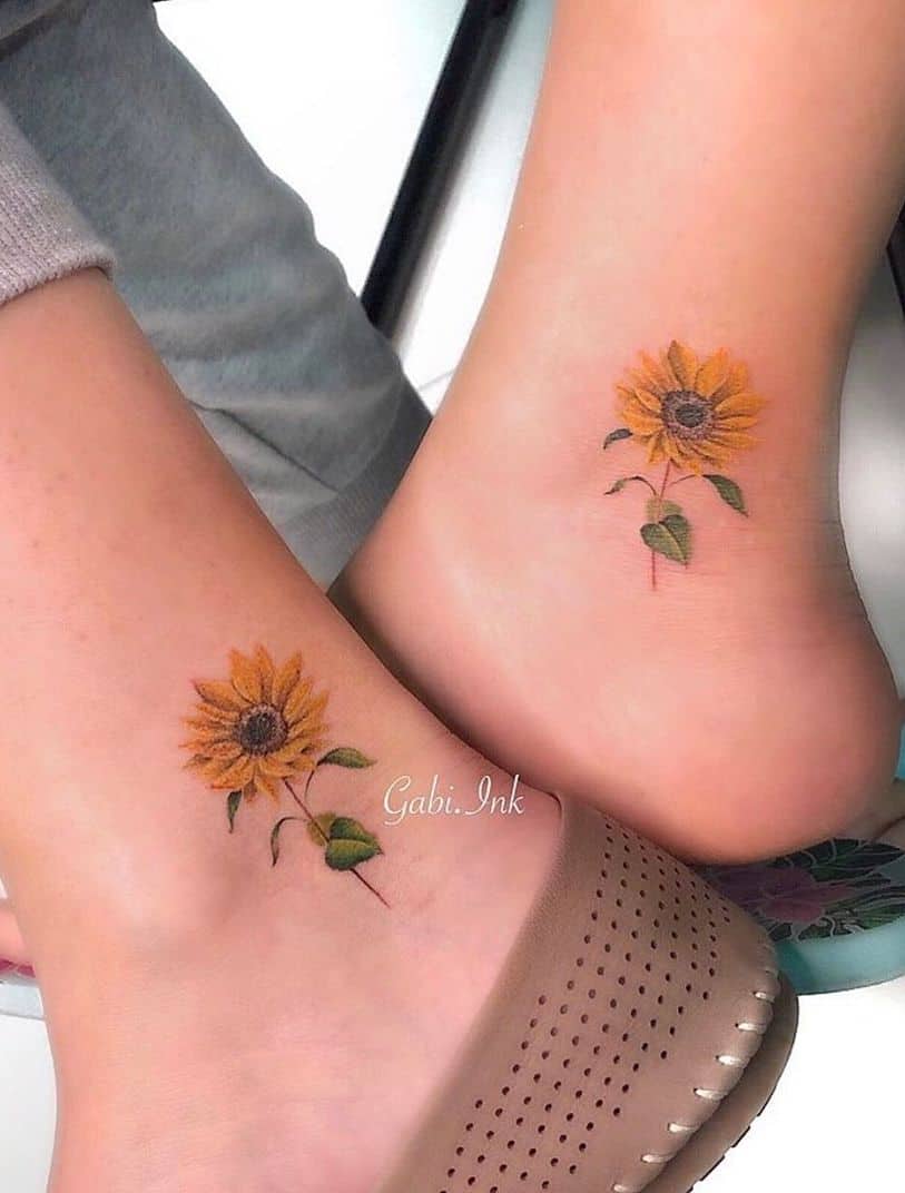 Matching sunflower tattoo