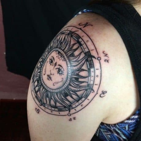 sun and compass tattoo 