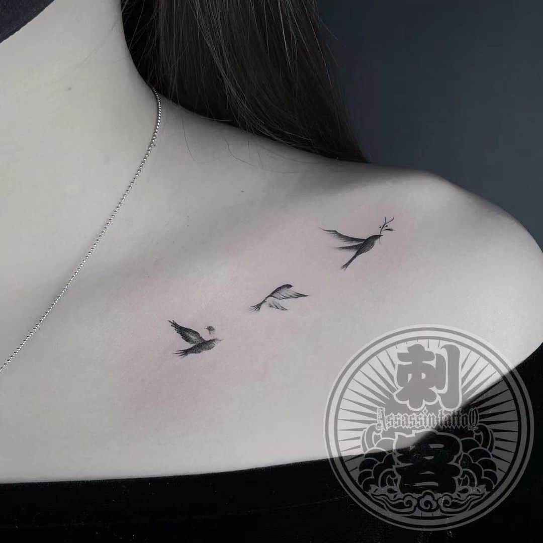 Bird Chest Tattoos for Women