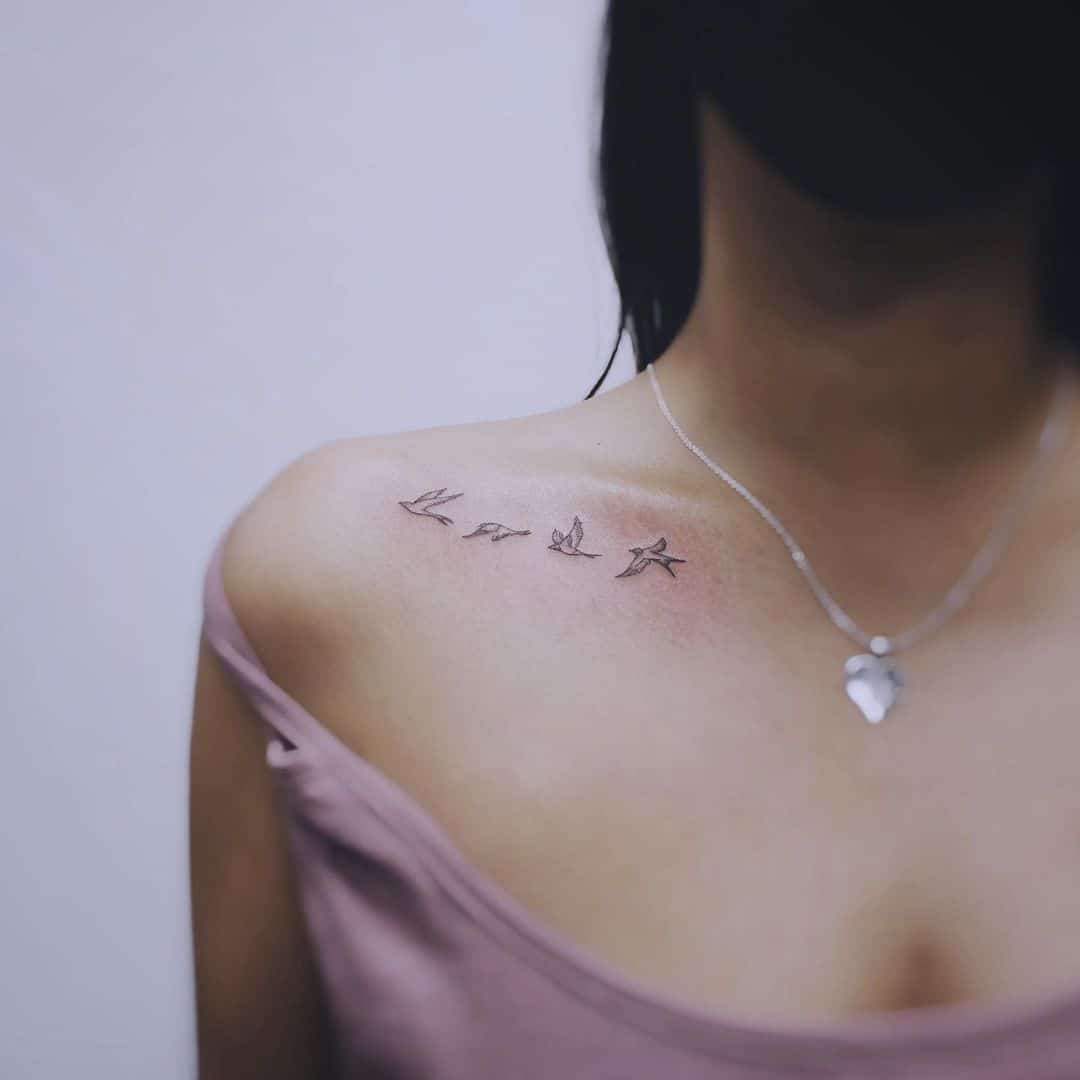 Bird Chest Tattoos for Women