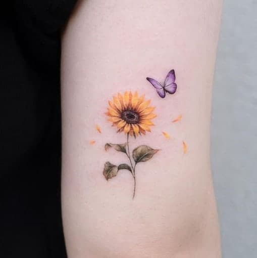 Sunflower and Butterfly Tattoo