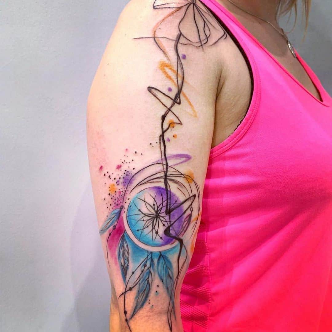 Colored Dream Catcher Tattoo