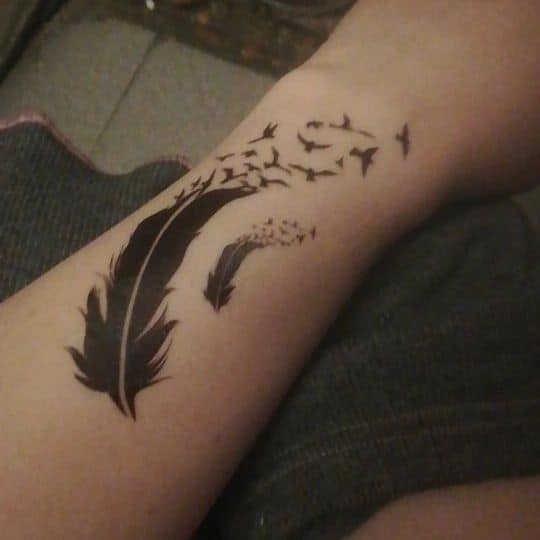 Dream Catcher Feather Tattoo with birds