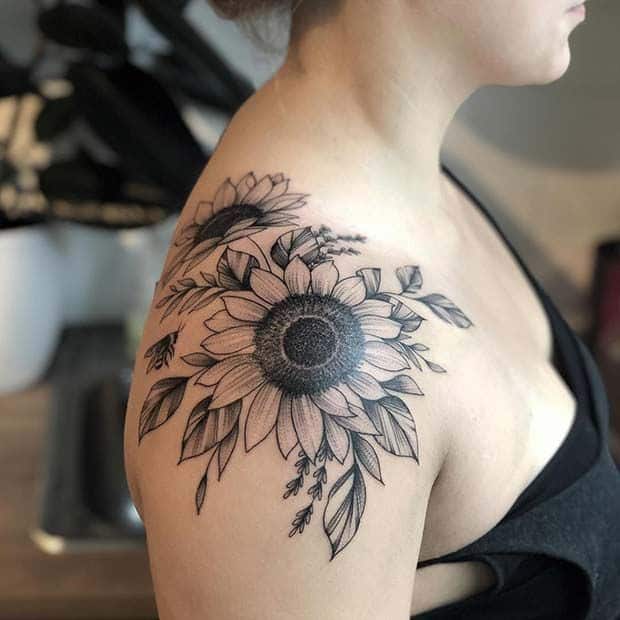 Sunflower Shoulder Tattoo