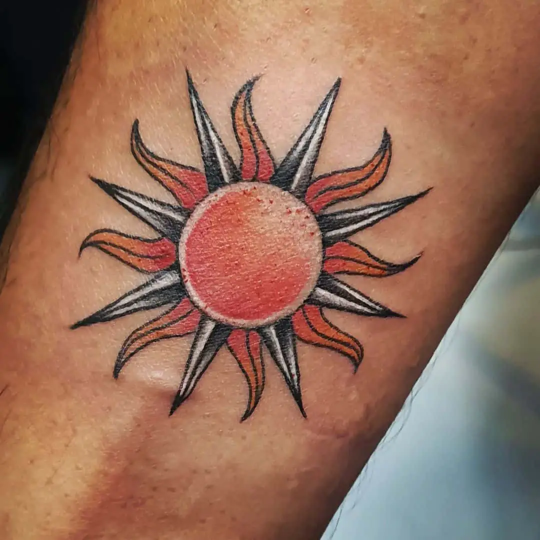 colorful sun tattoo