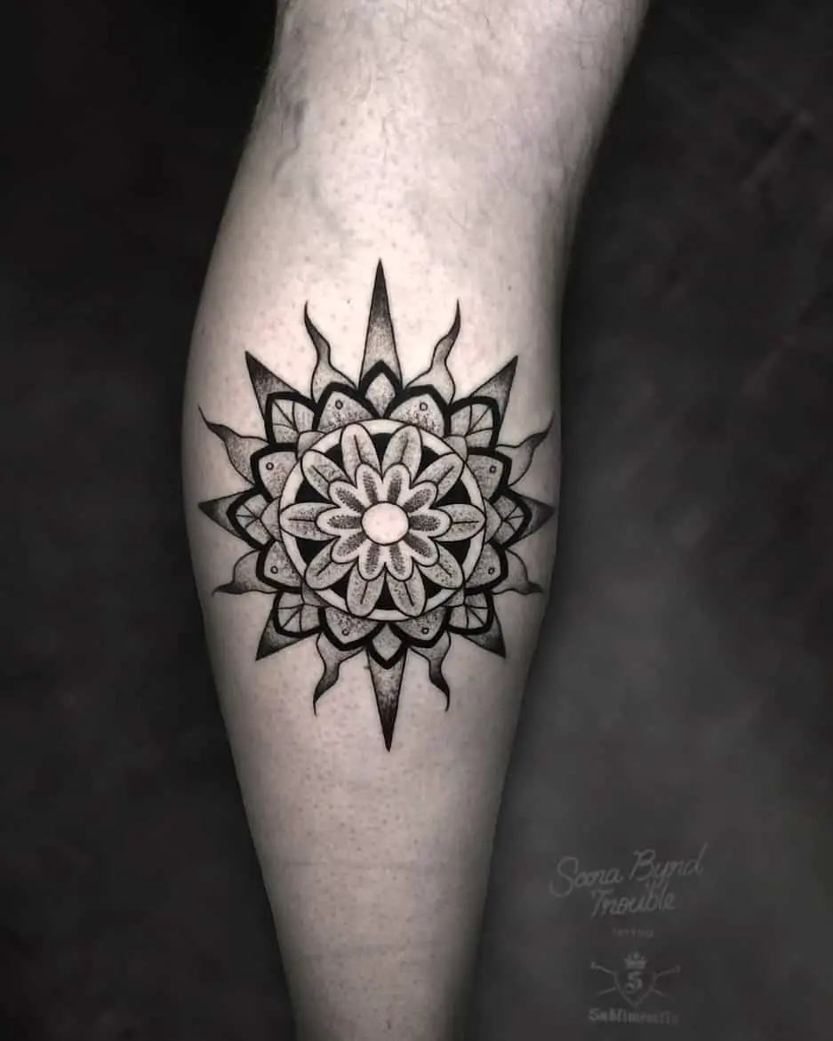Black and grey Mandala Design Sun