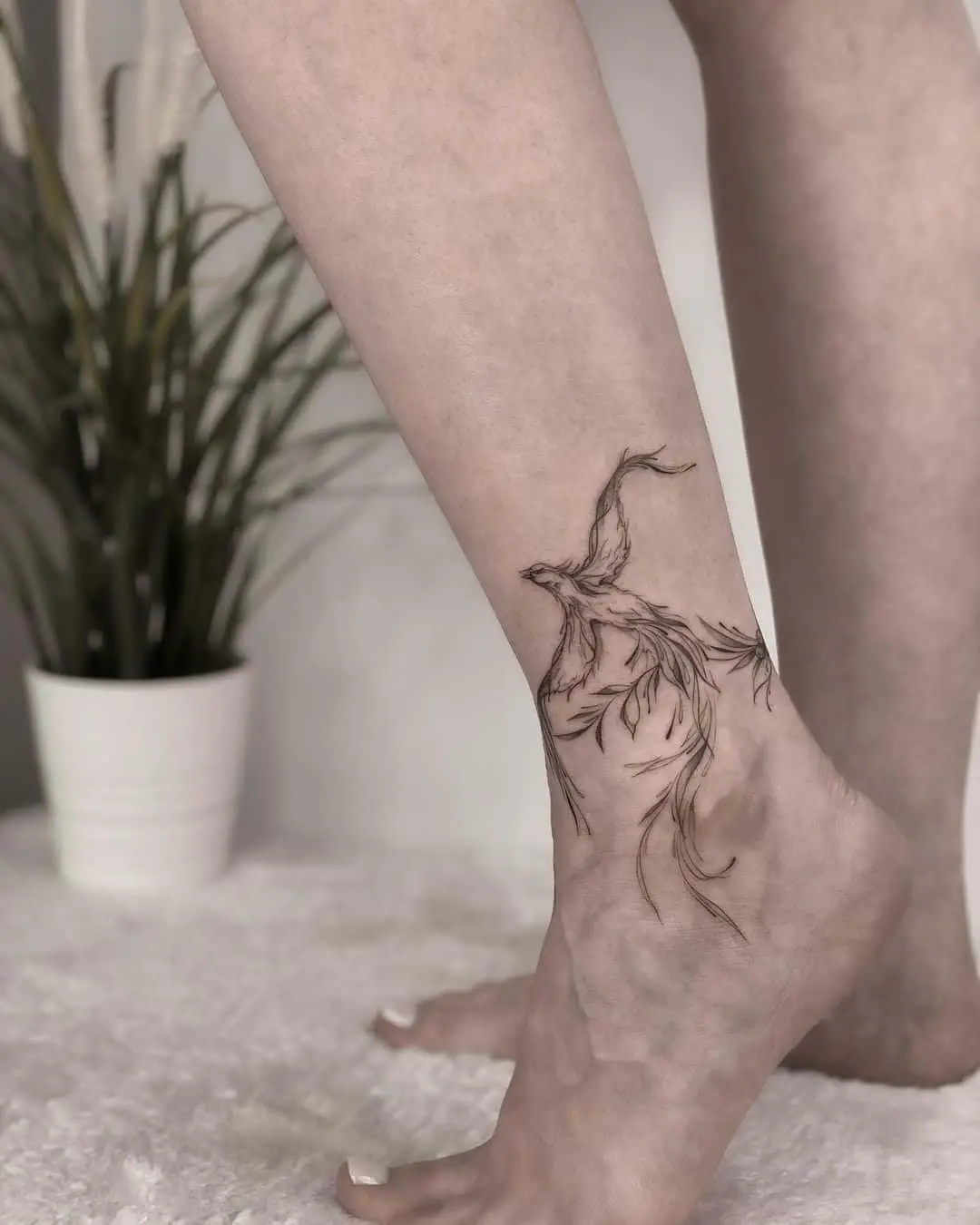 Bird Tattoo On The Foot