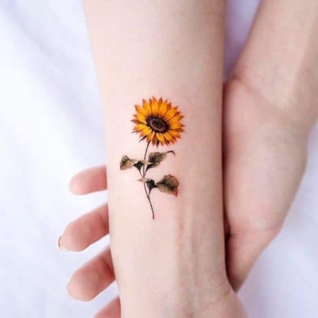 Wrist Sunflower Tattoo Design 