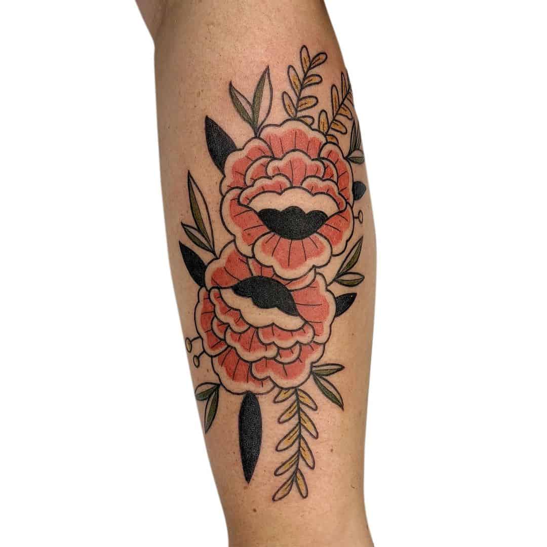 Amazing Traditional flower tattoo by daniturkeysammie