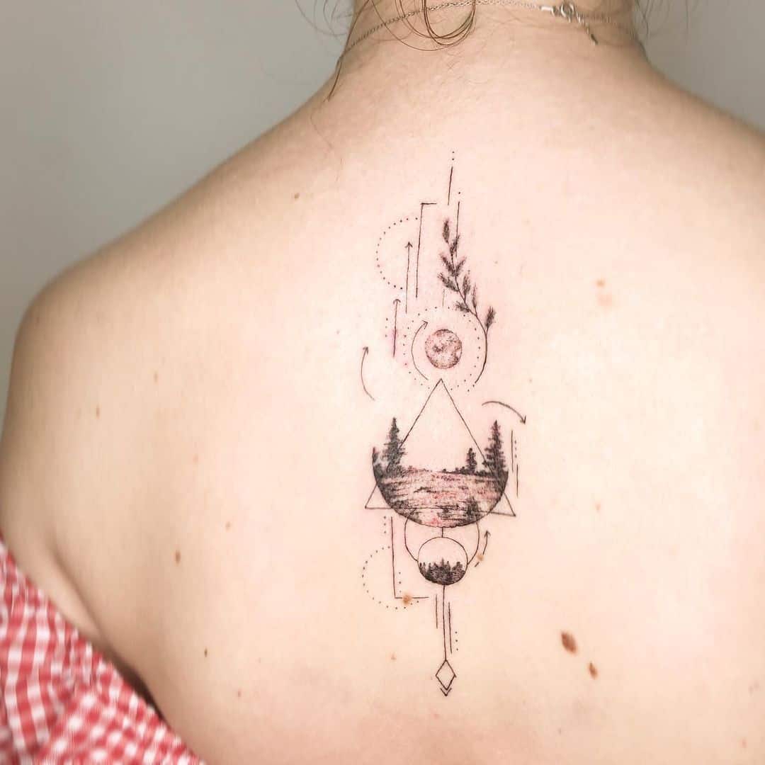 Small fawn in the forest circle tattoo on the right