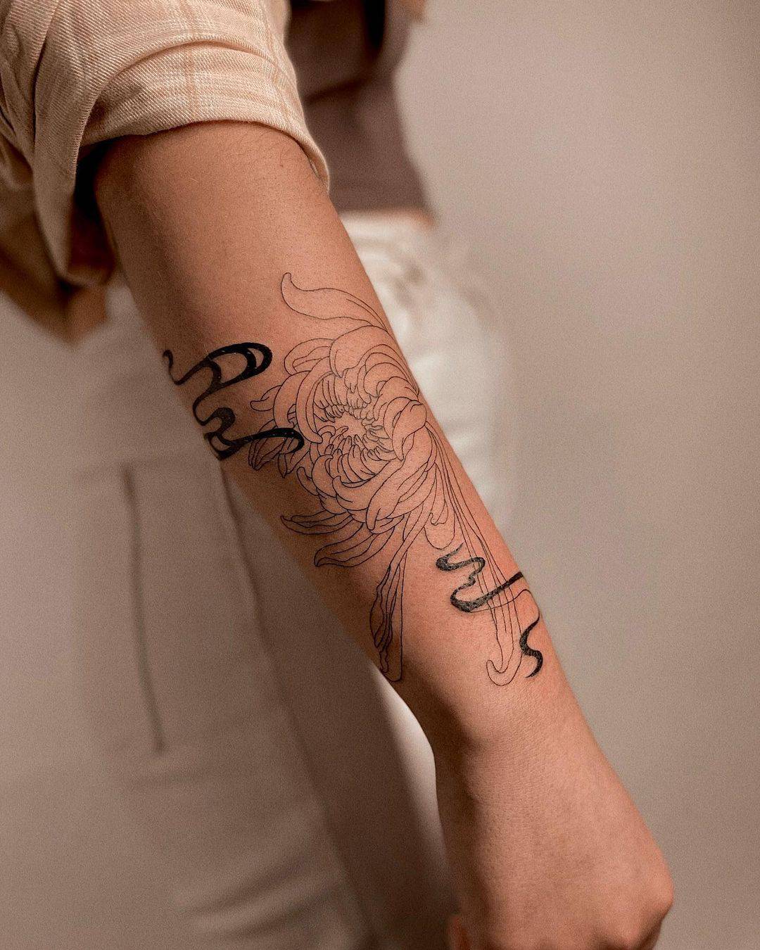 Beautiful flower tattoo on arm sleeve nu junkie oriental