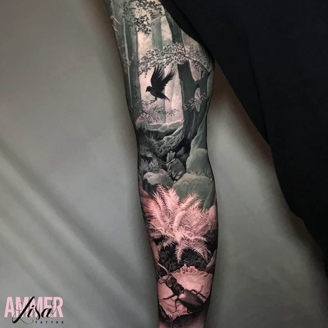 Beautiful full sleeve tattoo by lisaammertattoo