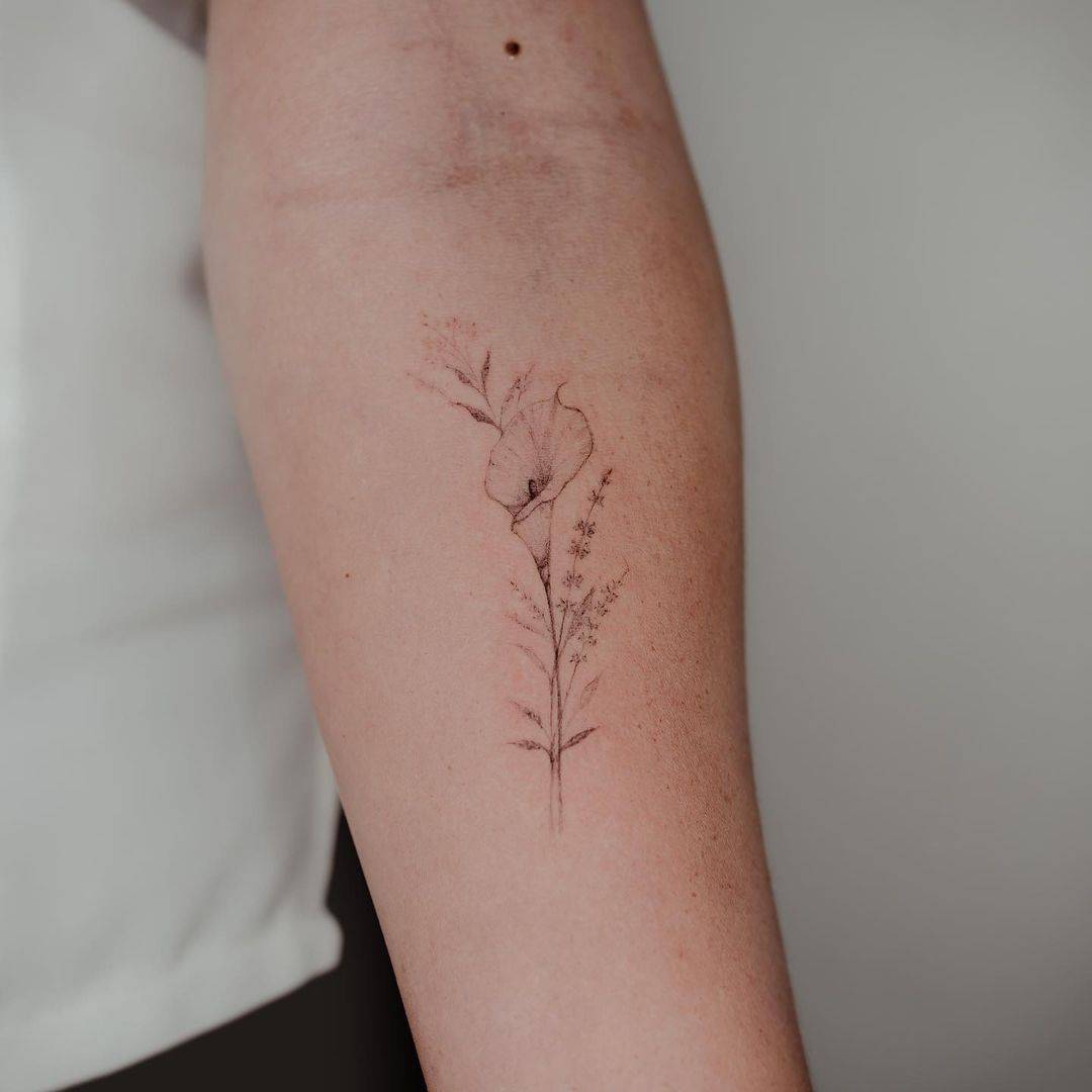 Beautiful lavender tattoo by marte.ink