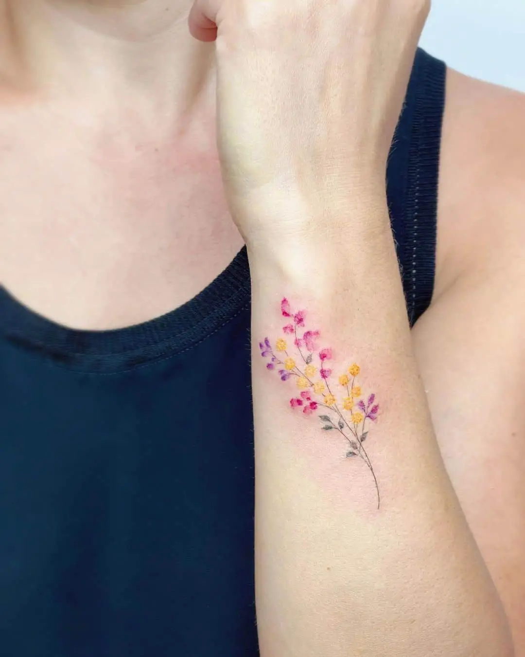 Colorful flower tattoo by eva tattooist