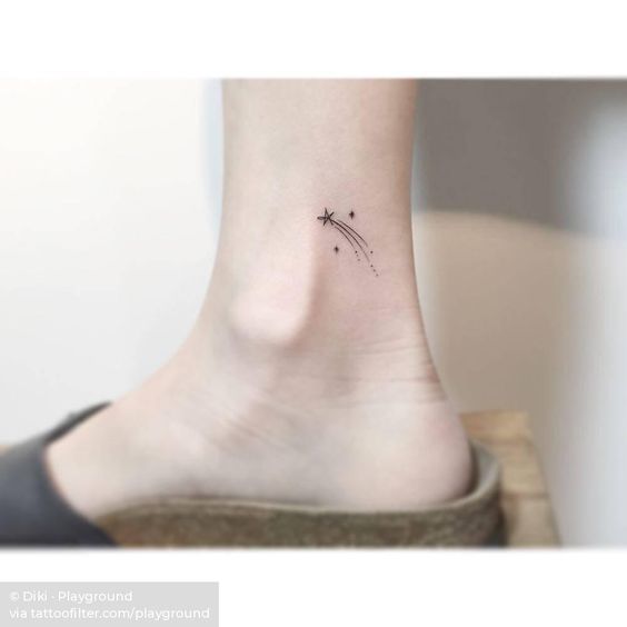 Cute shooting star tattoo on ankle 1