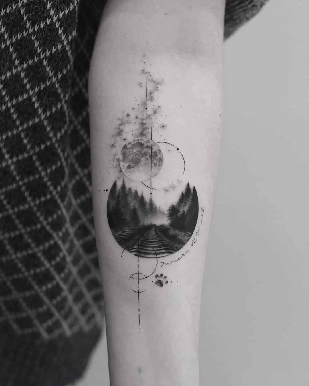Amazing forest tattoo on arm 