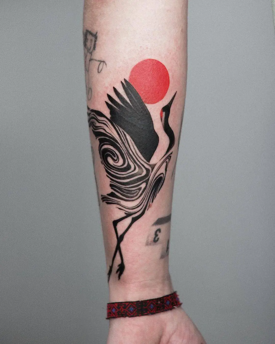 Japanese crane tattoo by natalka.tattoo 1