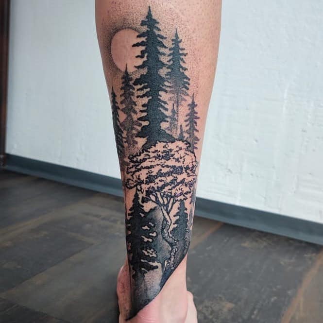 Leg forest tattoo by norrin83