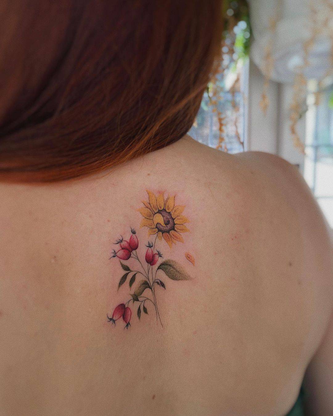 Realistic sunflower tattoo by jehlickou
