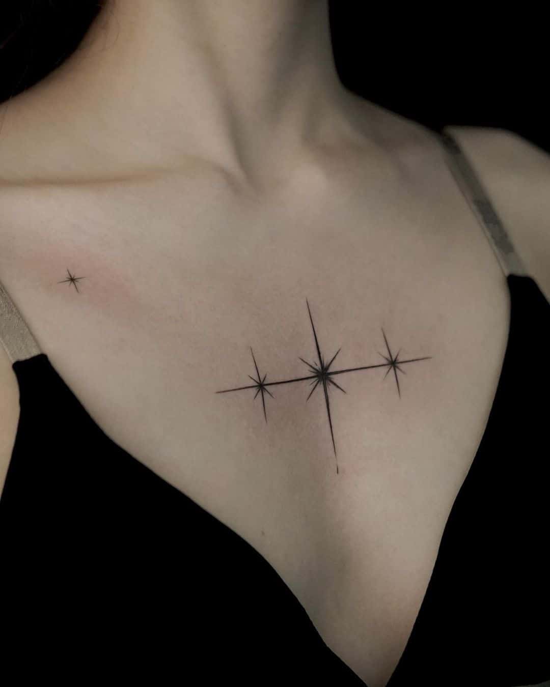 Star tattoo on chest by senseforce.flu