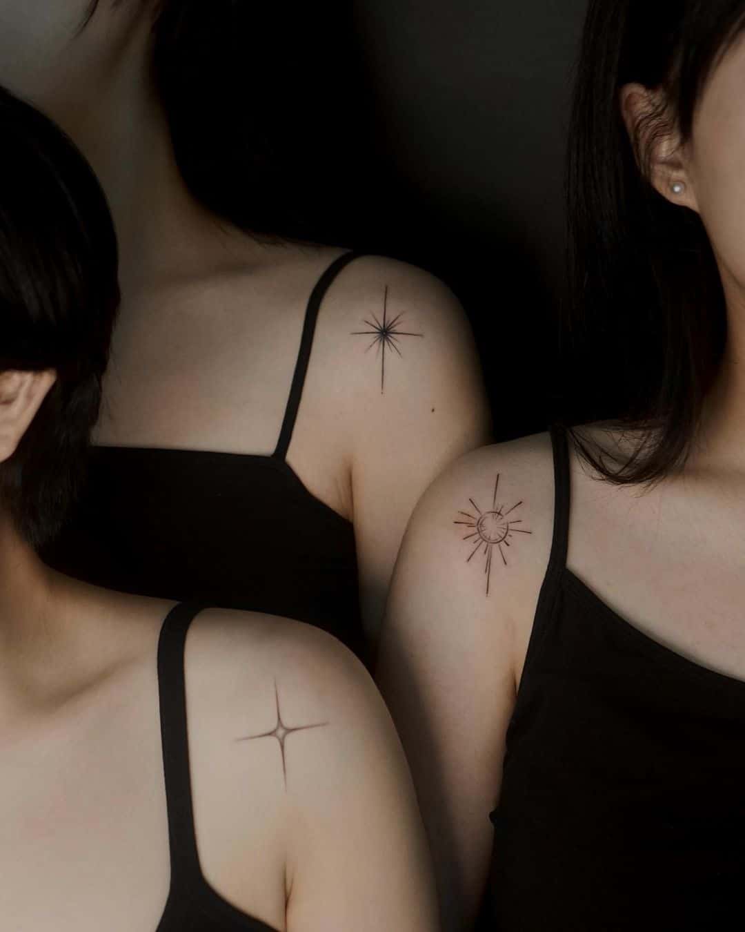 Wonderful matching star tattoo by senseforce.flu