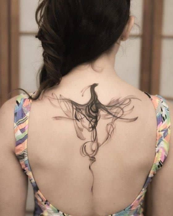 Abstract geometric tattoo for women on back