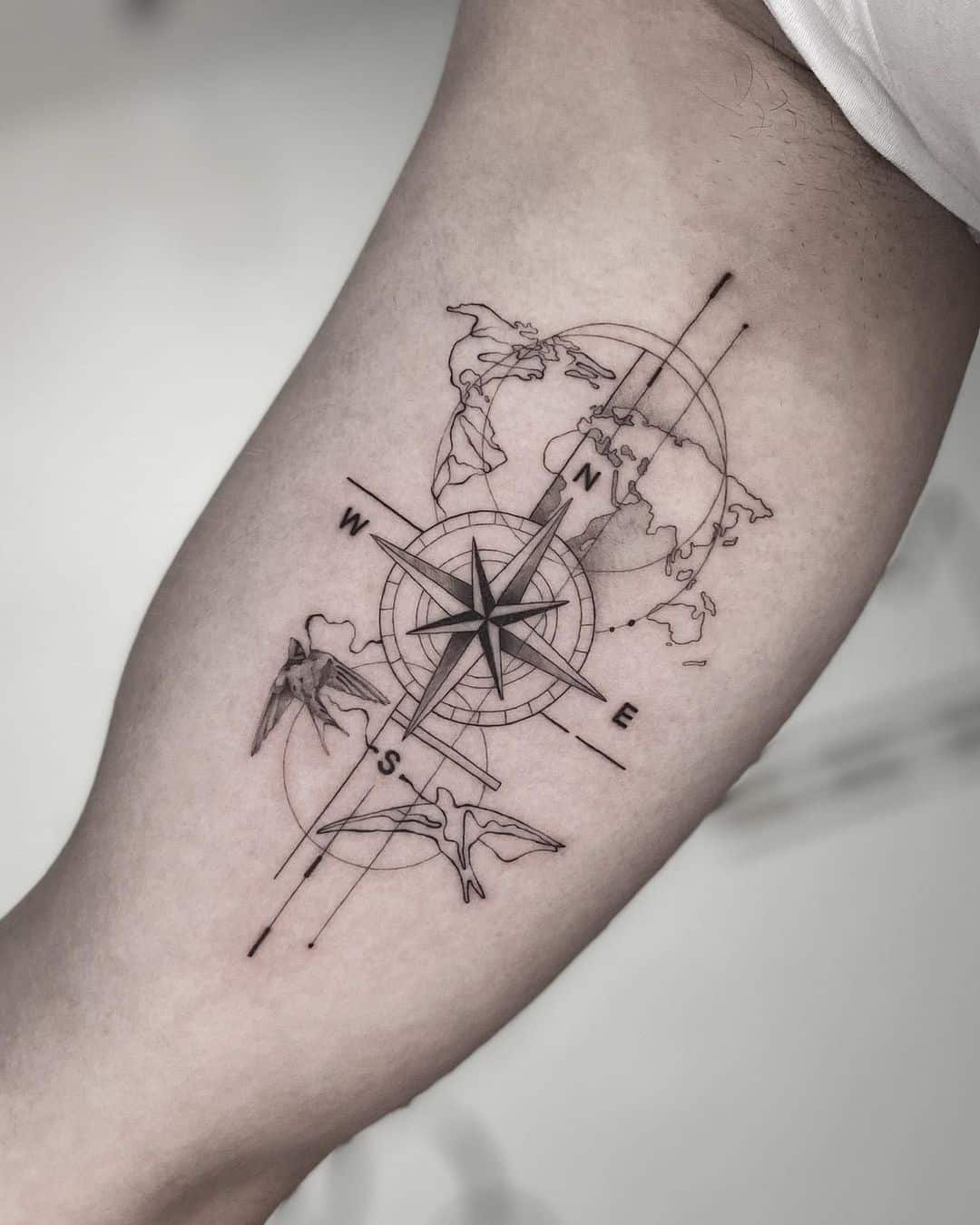 Amazing compass tattoo by takacs miklos