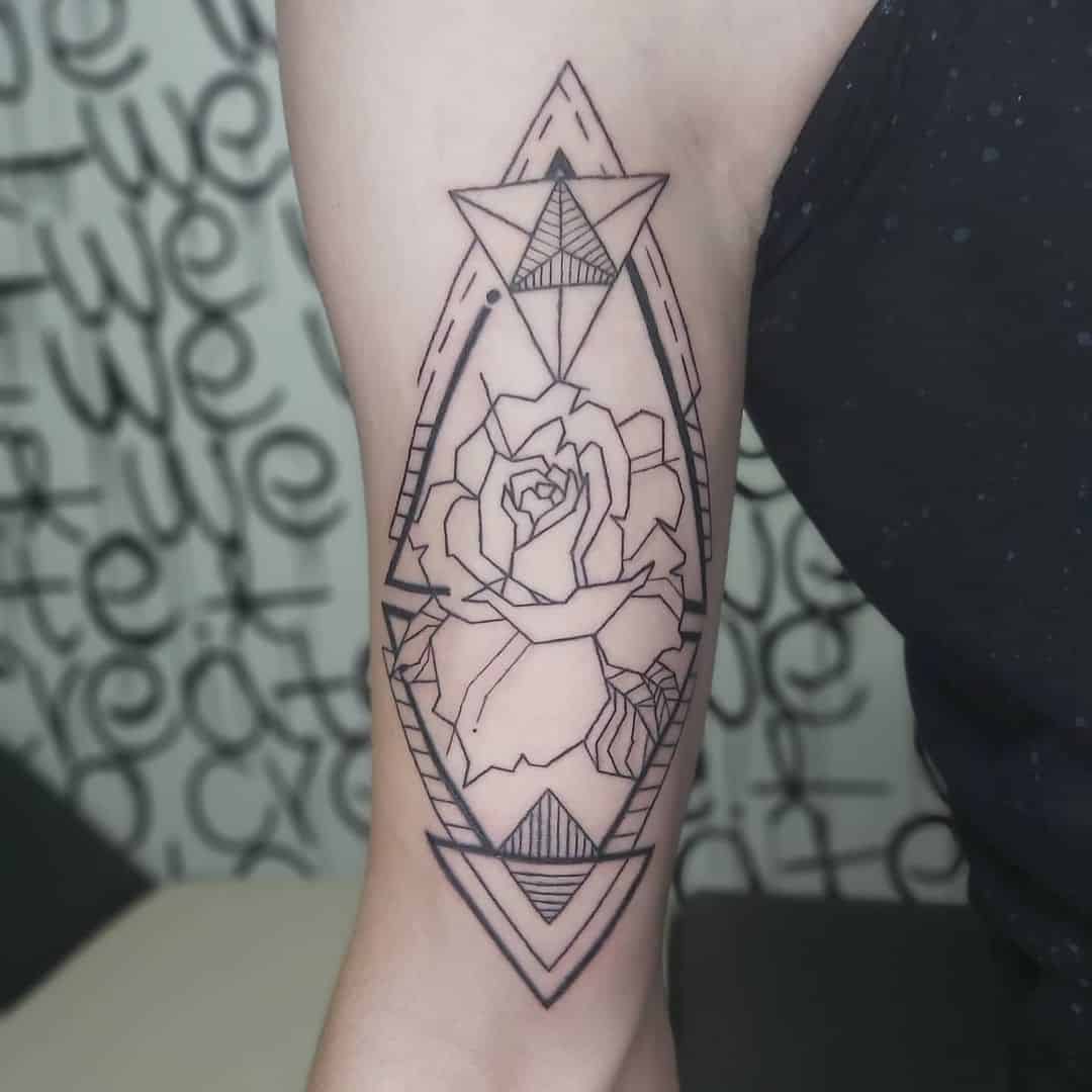 Amazing geometric rose tattoo by denisalamanov