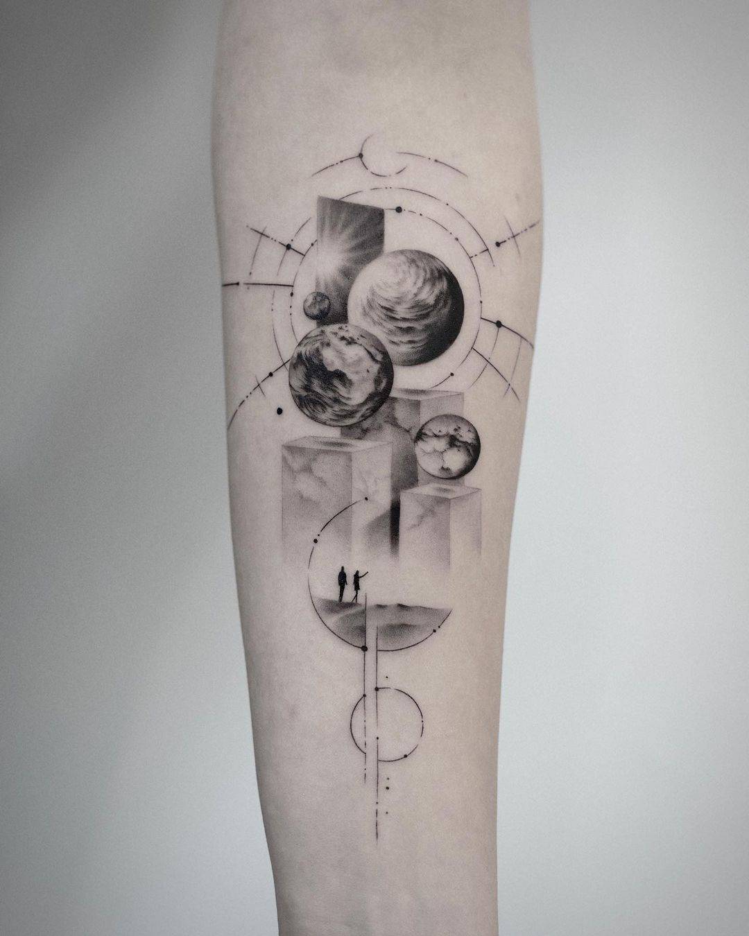 Amazing geometric tattoo by bartektattoo