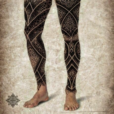 Amazing tattoos on leg by ryanalexandratattoo