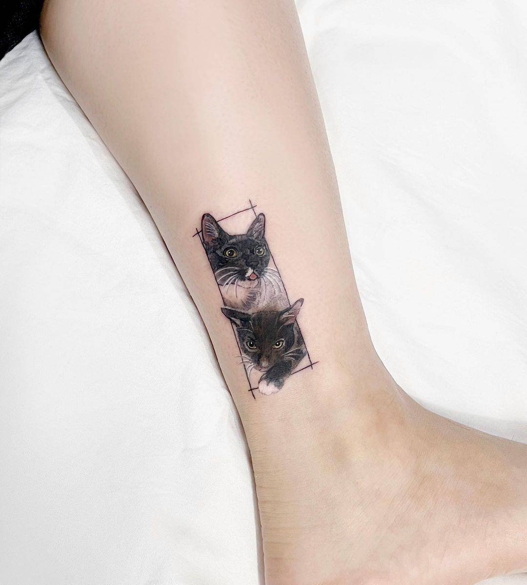 Cute cat tattoo by locotattoo mini