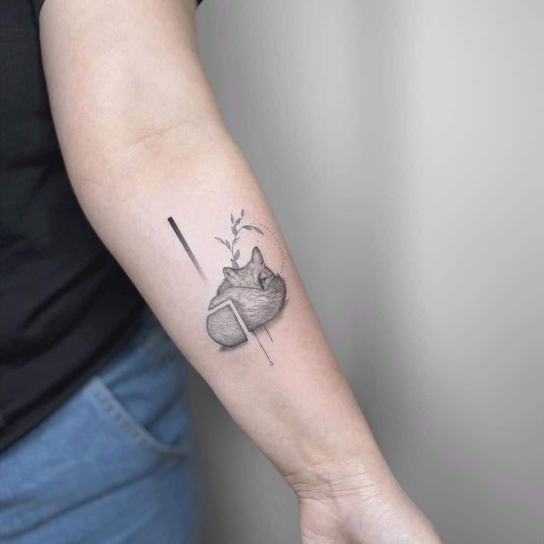 Cute fox tattoo on arm by 23 tattoostudio