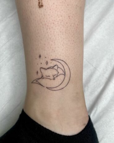 Fine Line fox tattoo by tattoosm.k