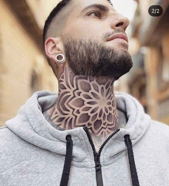 Geometric neck tattoo design