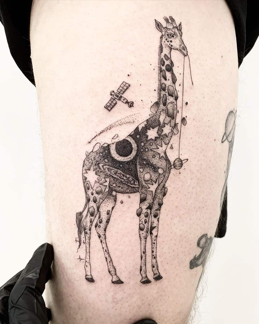 Unique giraffe tattoo by bombayfoor