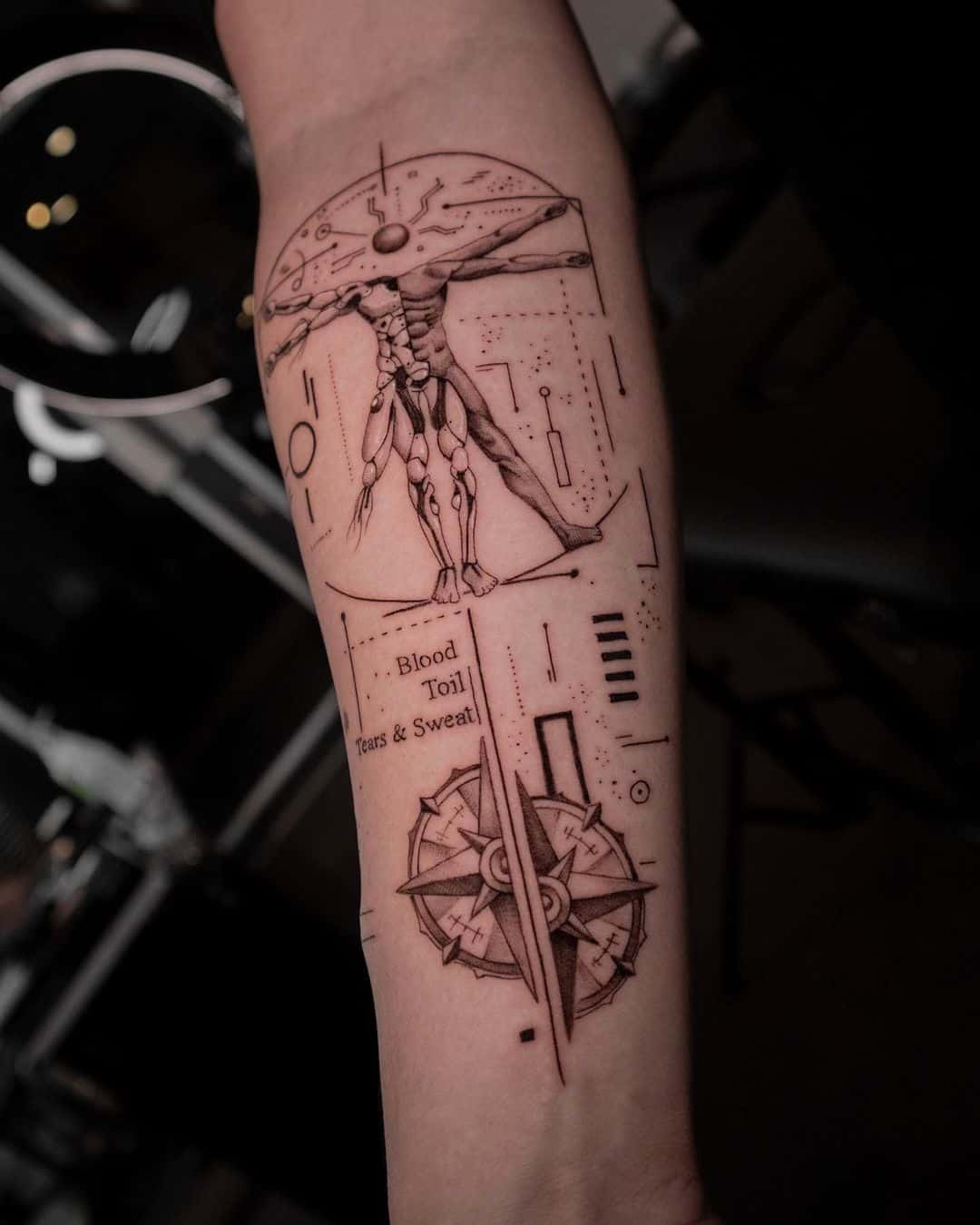 Wonderful compass tattoo by odb blackwork
