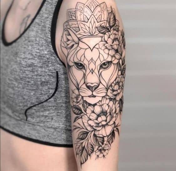 beautiful geometric tiger tattoo