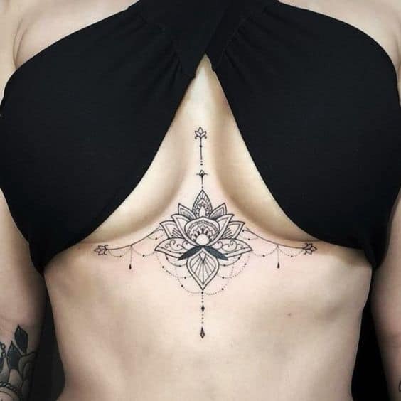 beautiful tattoo under boob for wome