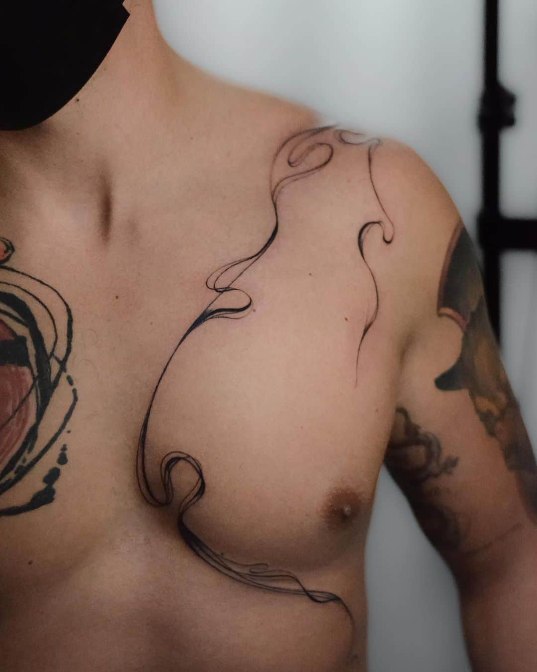 Amazing Abstract tattoo on chest by kev.santi