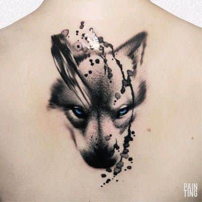 Amazing Abstract wolf tattoo