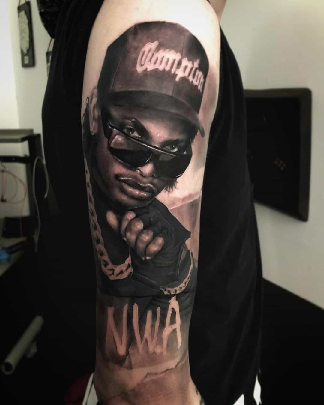 Amazing Easy E portrait tattoo by dan quintana cgn