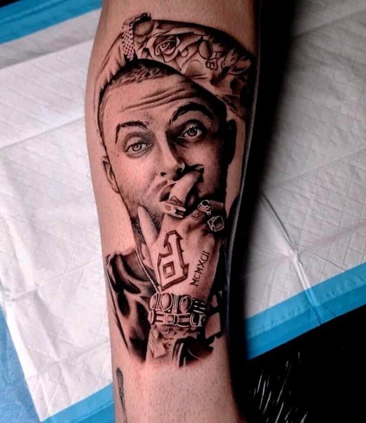 Amazing Mac Miller portrait by markthomtontattoo