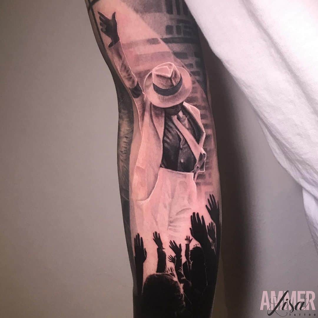 Amazing Michael jackson portrait tattoo by lisaammertattoo